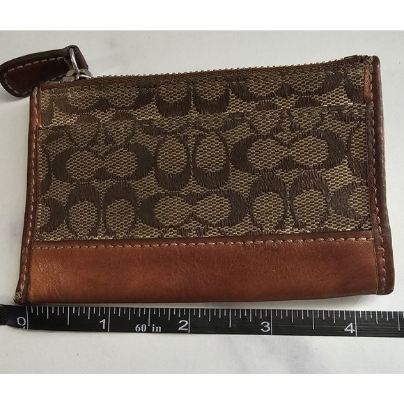 Coach Signature C Khaki Tan Zip Coin Purse - Picture 7 of 8